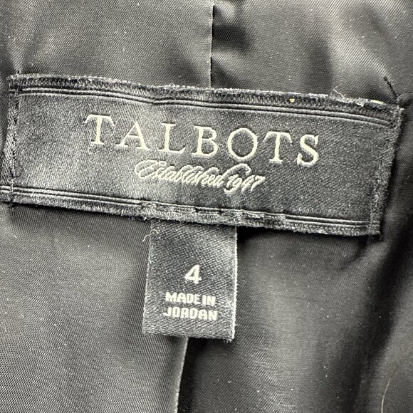 Talbots Women's Blazer Jacket Sz 4 Black White Tweed Long Sleeves Lined Pockets - Picture 4 of 11